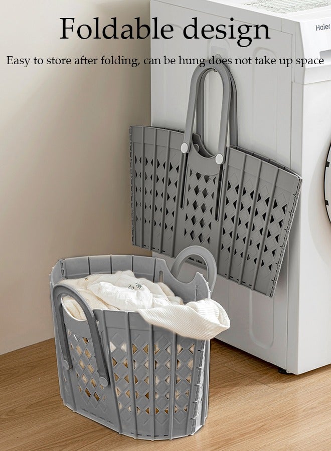 MIXDE Foldable Laudry Basket, Collapsible Clothes Laundry Hamper, Plastic Storage Laundry Box with Dual Handles, Space Saving Storage Container, Laundry Organizer Storage Bin - Image 2